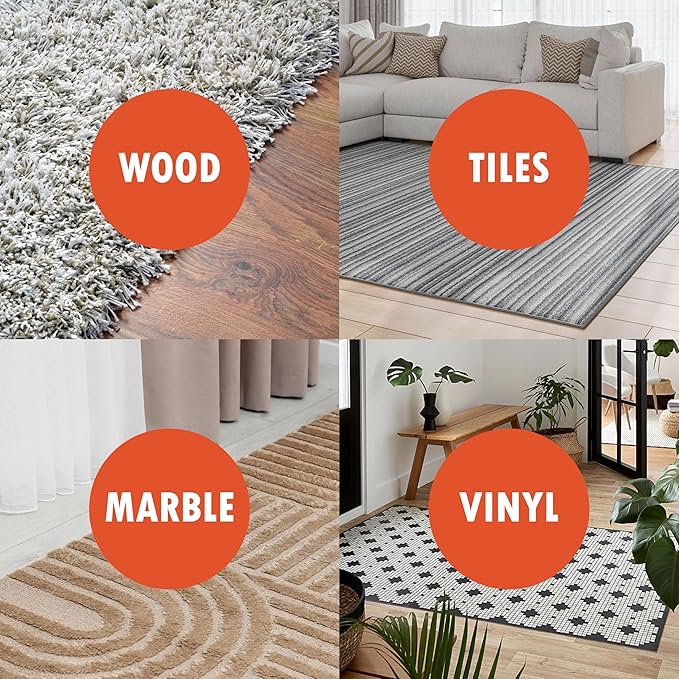 Rug Wrangler Rug Tape Grip – Non-Slip Rug Pads for Hardwood Floors (4-Pack) Rug Tape with No Damage or Residue, Carpet Corner Holders, Anti-Slip Rug Grips, Vacuum Tech Double Sided Rug Pad