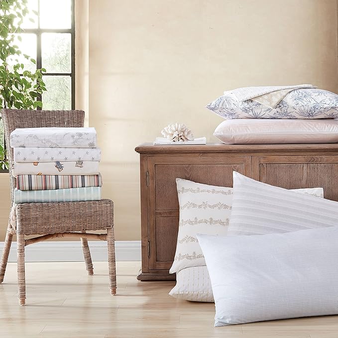 Tommy Bahama - King Size Sheets Set, Crisp & Tailored Cooling Sheets with a Smooth Cotton Percale Lightweight Feel - Bed Sheets with Matching Pillowcases & Fitted Sheet (Beach Chairs Multi)