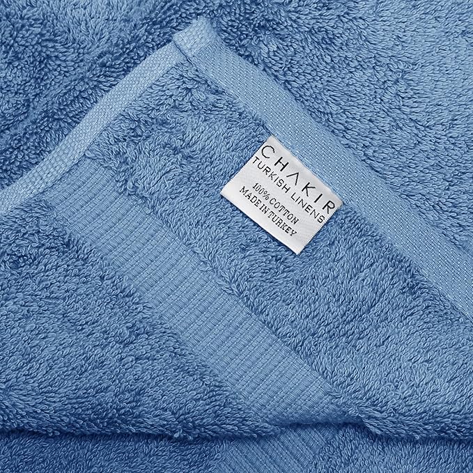 Chakir Turkish Linens 100% Cotton Premium Turkish Towels for Bathroom, 2 Large Bath Towels, 2 Hand Towels, 2 Washcloths (6-Piece Towel Set, Wedgewood)