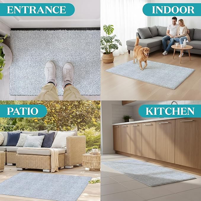 Premium Microfiber Indoor Door Mat – 36"x72" Washable Entry Mat, Non-Slip, Waterproof Backing, Super Absorbent, Low Profile Entryway Doormat for Indoor Entrance