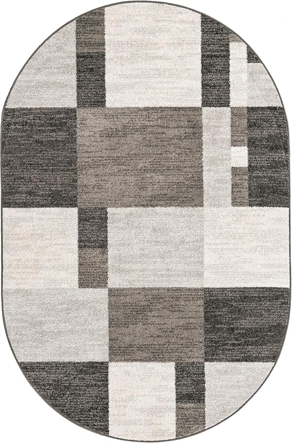 Unique Loom Autumn Collection Area Rug - Providence (5' 3" x 8' Oval, Gray/ Ivory)