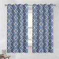 Beauoop 100% Blackout Curtains 63 Inches Long 2 Panels for Bedroom Living Room Blue Moroccan Geo Room Darkening Thermal Insulated Soundproof Grommet Top Window Treatments Drapes, 50x63 Set of 2