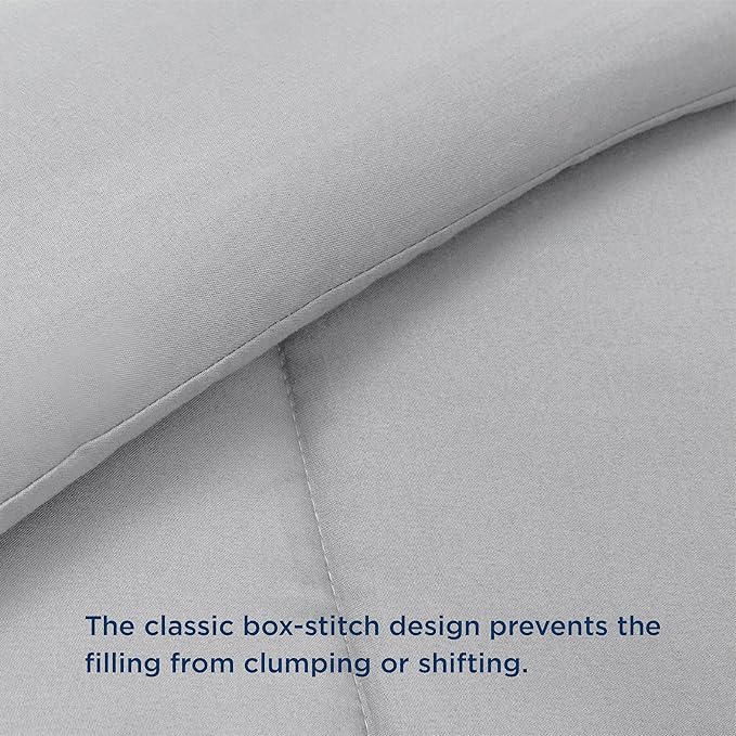 Bedsure Comforter Duvet Insert - Quilted Comforters Twin Size, All Season Duvet, GentleSoft Down Alternative Bedding, with 8 Tabs, Gifts for Women/Men, Light Grey, Twin 88 x 68 Inches