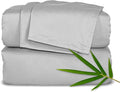Pure Bamboo Split King Sheets, Genuine 100% Organic Viscose Derived from Bamboo Bed Sheet Set, Soft & Cooling, Double Stitching, 2 Fitted Sheets (Split King, Silver Pearl)
