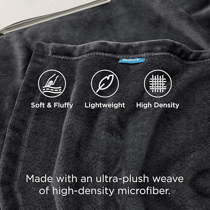 Bedsure GentleSoft Fleece Blankets King Size Dark Grey - Bed Blanket Soft Lightweight Plush Cozy Fuzzy Luxury Microfiber, 108x90 inches