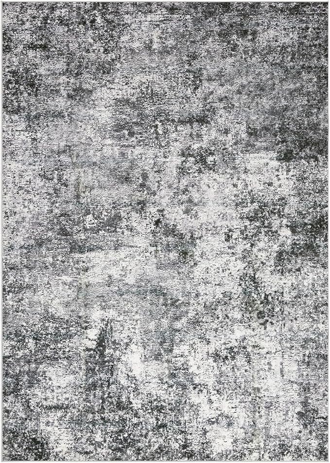 Area Rug Living Room Rugs - 7x9 Large Soft Indoor Neutral Modern Abstract Low Pile Washable Rug Carpet for Bedroom Dining Room Farmhouse Home Office - Grey