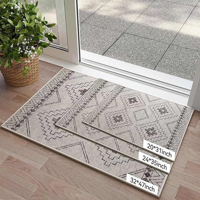 Indoor Door Mat 20"x31",Beige Door Mats Indoor Entrance Dirt Resistant & Absorbent, Non-Slip Rubber Backing Front Door Mats,Washable Low-Profile Doormat for Entryway, Inside Home Entrance