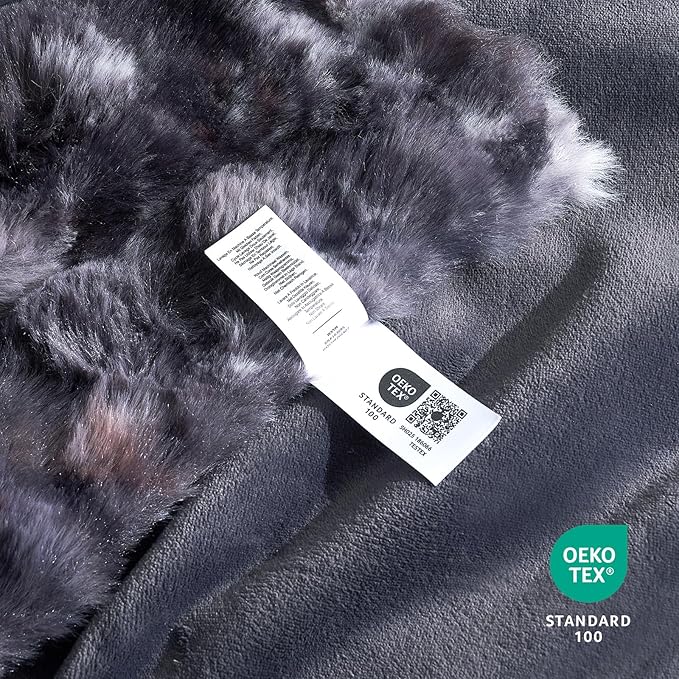 Cozy Bliss Faux Fur Throw Blanket for Couch, Fuzzy Soft Plush Thick Bubble Blanket for Sofa Bedroom Living Room, 60 * 80 Inches Tie Dye Black