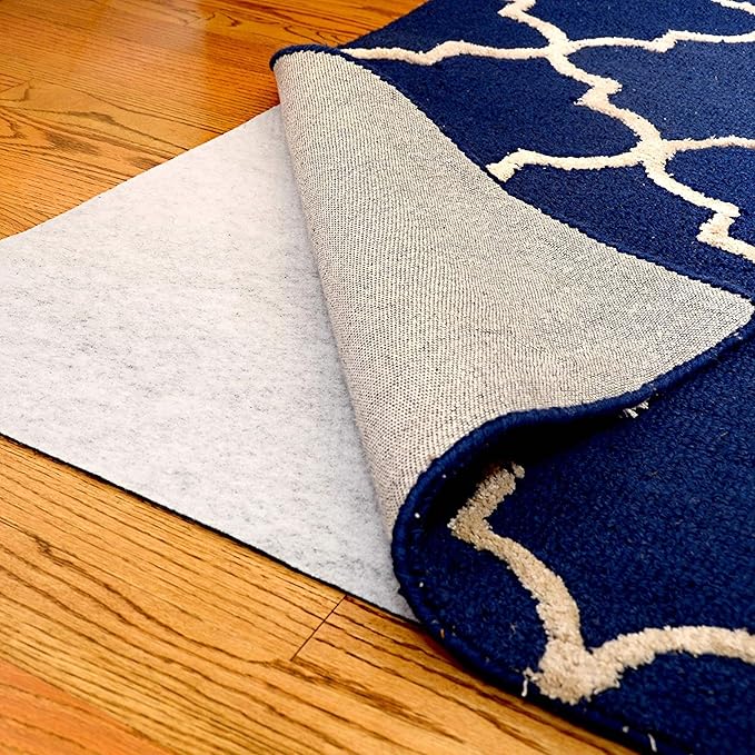 8' x 11' Non-Slip Rug Pad, Reversible Gripper, Non Skid Pads for Hardwood, Vinyl, Tile, Laminate Floors, Keep Area Rugs Secure, Natural Materials Safe for Indoor Flooring, ¼” Thick