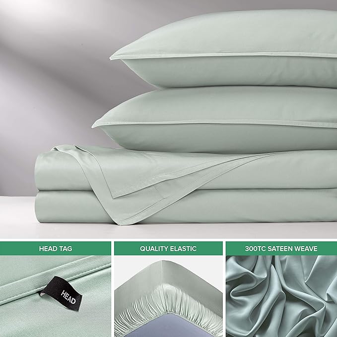 Pure Bamboo Short Queen Sheets for RV Camper (60"x75") - Genuine 100% Organic Viscose Derived from Bamboo Bed Sheet Set, Soft & Cooling, 2 Year Quality Promise (Short Queen, Sea Glass)