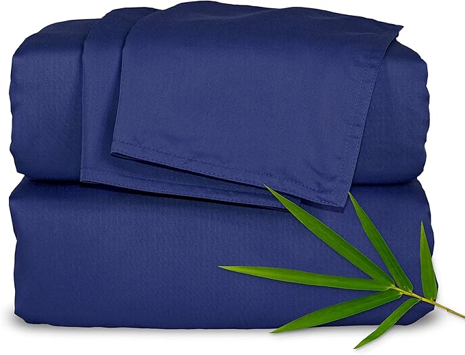 Pure Bamboo Full Sheets, Genuine 100% Organic Viscose Derived from Bamboo Bed Sheet Set, Luxuriously Soft & Cooling, Double Stitching, 2 Year Quality Promise (Full, Cobalt Blue)