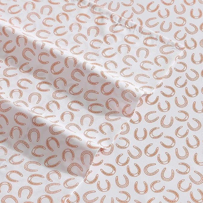 Wrangler - Queen Sheet Set, Super Soft & Cozy Bedding with Matching Sham(s), Casual Luxurious Bedding Set, Yellowstone Inspired, Oeko-Tex Certified (Horseshoe Orange, Queen)