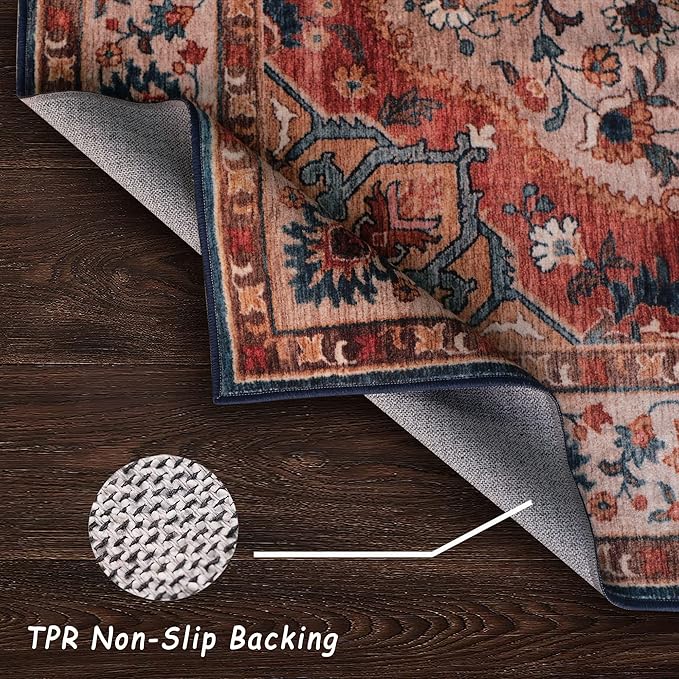 vivorug Runner Rug 2x10 Machine Washable Rug with Non-Slip Backing, Ideal for Kitchen Hallway Entryway Laundry Room - Vintage, Durable, Easy Clean, Low Pile Carpet Runner Beige
