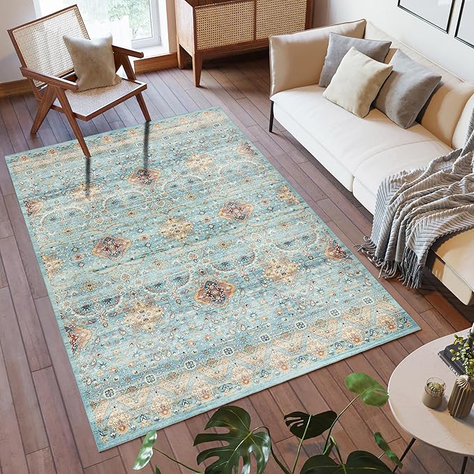 Gertmenian Indoor Boho Area Rug - 6x9 Medium, Non Slip, Super Strong, Ideal for High Traffic Areas in Bedroom, Living Room, Kitchen - Tanis, Sage, 28502