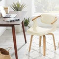 Art Leon Desk Chair No Wheels, Mid Century Modern Swivel Accent Chair, Faux Leather Home Office Desk Chair for Small Spaces Living Room Bedroom, Off White