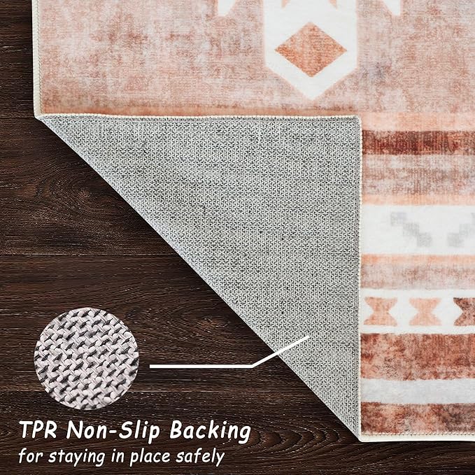 6x9 Area Rug, Ultra-Soft Washable Rug for Living Room, Dinner Room, Bedroom, Non-Slip Modern Westren Rug, Indoor Carpet Large Area Rug, Camel