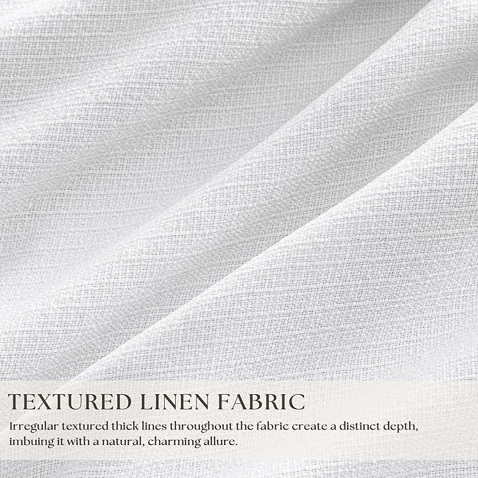 Neutral White Linen Pinch Pleated Blackout Curtains 108 Inches Long for Bedroom Pleated 100% Black Out Drapes with Liner Off White Farmhouse Country Extra Long 108 Inch Curtain for Living Dining Room