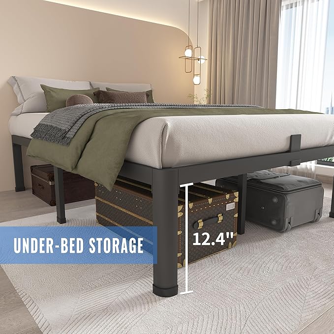 MAF 14 Inch Twin Metal Platform Bed Frame with Round Corner Legs, 3000 LBS Heavy Duty Steel Slats Support, Noise Free, No Box Spring Needed, Easy Assembly