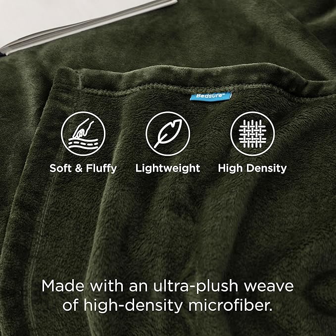 Bedsure GentleSoft Fleece Throw Blanket Olive Green - 300GSM Blankets for Couch, Sofa, Bed, Soft Lightweight Plush Cozy Throws for Toddlers, 50x60 inches