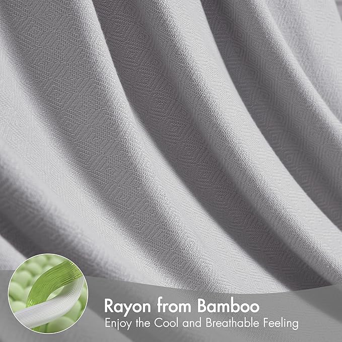 Madison Park Queen Size Blanket, 70% Rayon Bamboo-Based, 30% Cotton, Breathable for Hot Sleepers Menopause, Ultra Soft and Snag-Resistant, Summer Blanket for Bed or Couch, Queen 90"x90" Grey