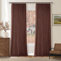 Brown Red Pinch Pleated Blackout Curtains 102 Inches Long for Bedroom 100% Black Out Thick Linen Dual Layer Pleated Drapes Farmhouse Country Terracotta Maroon 102 Inch Curtain for Dining Living Room