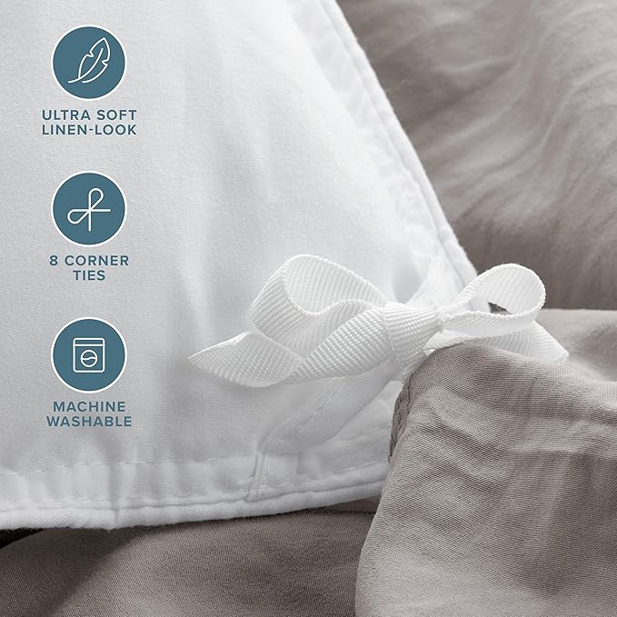 Bare Home Microfiber Duvet Cover Set - Ultra Soft Washed Microfiber - King/California King - Linen-Like Look - Easy Care - Breathable Fabric - Our Softest Duvet Cover Set (King/Cal King, Frost Grey)