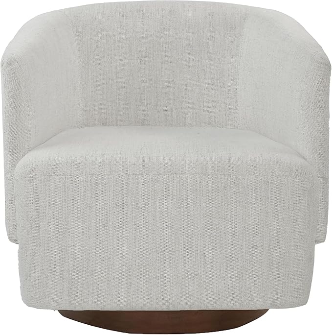 MINCETA Accent Chair,360° Swivel Chairs with Wood Base,Modern Swivel Accent Chair for Living Room and Bedroom,Performance Fabric in Ivory