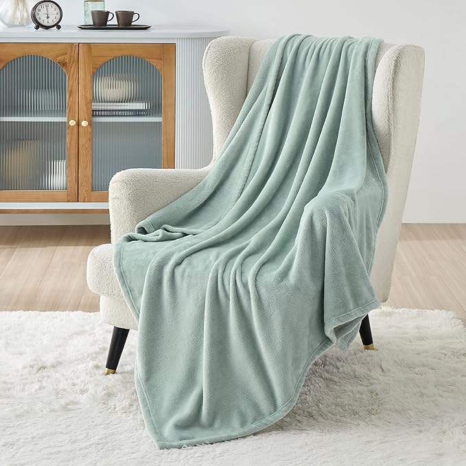 Bedsure GentleSoft Fleece Blanket Twin Size Sage Green - 300GSM Lightweight Plush Fuzzy Cozy Soft Warm Blanket for Bed, Sofa, Couch, Travel, Camping, 60x80 inches