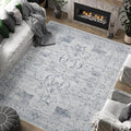 jinchan 8x10 Area Rugs for Living Room Washable Soft Throw Rug Ultra-Thin Stain Resistant Non-Slip Distressed Vintage Floral Large Carpet for Bedroom,Dining Room,Home Office,Nursery (8x10ft,Grey)