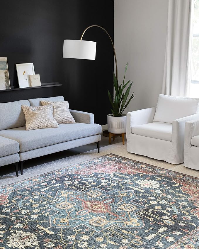 Loloi II Skye Collection SKY-08 Denim/Brick 5'-0" x 7'-6" Area Rug