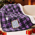 Purple Heated Weighted Blanket for Adults Queen Size 15Lbs 60"x80", 2-in-1 Electric Heating Pad Lap Heavy Blanket for 140-160lbs for Bed, 10 Level 8H Auto Off, Cozy Birthday Gifts for Women Mom Senior