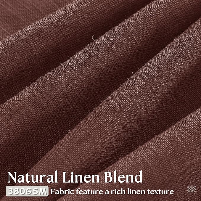Reddish Brown Pinch Pleated Linen Cafe Curtains 45 Inch Length 2 Panels for Dining Room Kitchen Bedroom Semi Sheer Pleat Drapes with Hooks Rings Light Filtering Short Window Curtain Cabinet 40x45