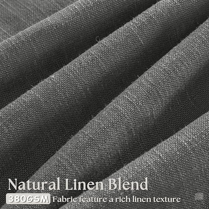 Dark Grey 80 Inch Pinch Pleated Linen Curtains 2 Panel Set for Living Room Thick Linen Drapes 80 Inches Long Pinch Pleat Drapes Semi Sheer Curtain for Dining Bedroom Office Charcoal Gray
