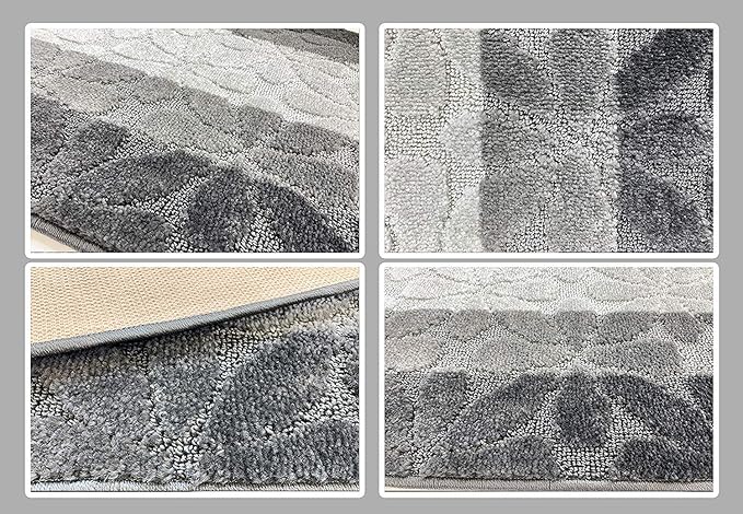 Custom Length Hallway Runner Rug,Slip Resistant,Flower Grey, 26 Inch X 34 feet, Sold and Priced Per Foot