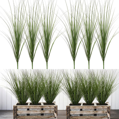 6PCS Fake Plants Artificial Wheat Grass Greenery Plastic Plants Fake Grass Artificial Plants for Outdoor Decor Artificial Grass Plant with Greenery Stems for Indoor Home Decoration 26.4"