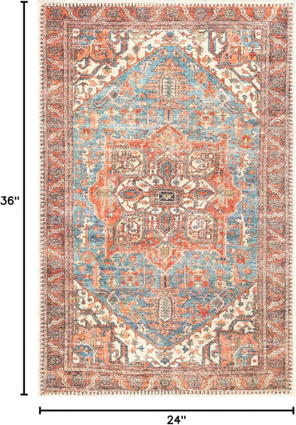 Keen Home Design 2x3 Rug - Machine Washable Entry Rug with Non-Slip Backing, Ideal for Enteryway, Kitchen, Bathroom, Laundry Room - Vintage, Easy Clean, Durable, Low Pile Rug - (2' x 3')