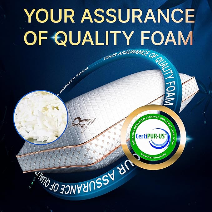 Royal Therapy Queen Memory Foam Pillow, Adjustable Shredded Odor-Free Pillow for Neck & Shoulder Pain Relief, Support for Back, Stomach, Side Sleepers, AirFlowPRO