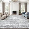 12x15 Washable Area Rug Gray Neutral Abstract Living Room Large Carpet Non Slip Bedroom Indoor Office Dining Room Low Pile Thin Grey Rug