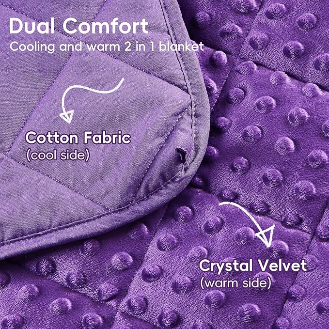 yescool Twin Size Purple Weighted Blanket for Adults 12 Pounds Cooling Weighted Heavy Blanket, Minky Throw Blankets Warm Weighted Comforter, Big Washable Thick Blankets Gift for 100-150lbs, 48 * 72in
