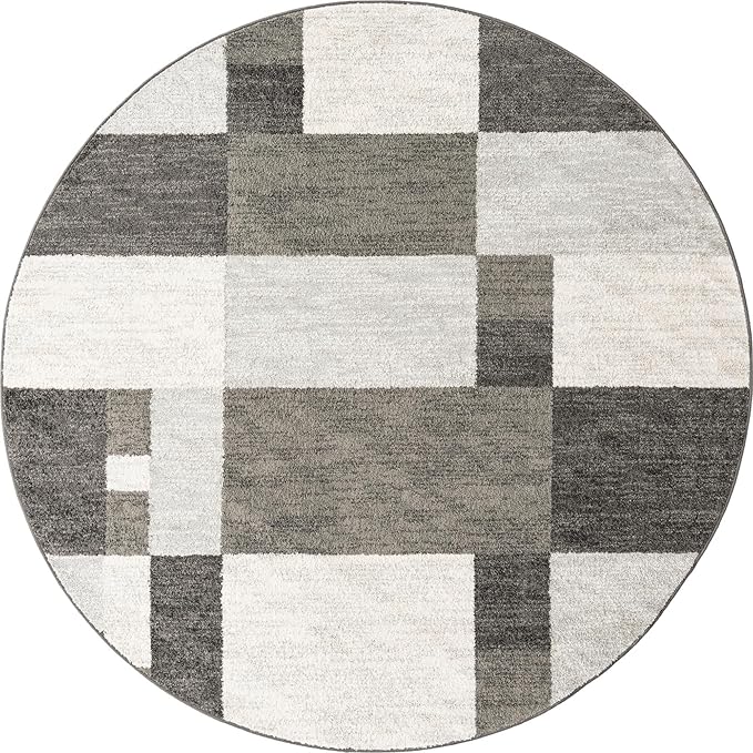 Unique Loom Autumn Collection Area Rug - Providence (7' 10" Round, Gray/ Ivory)