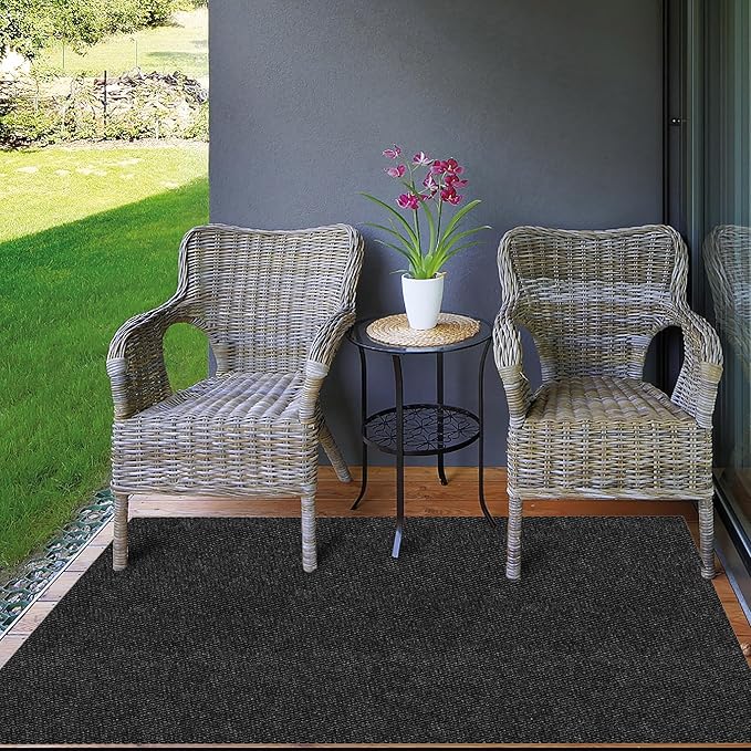 Ottomanson Commercial Scrape Rib Entry Mat – Heavy Duty Ribbed Floor Mat for High Traffic – Non Slip Rubber Back, Waterproof – Indoor Outdoor Use for Offices, Schools, Lobbies, 2' x 15', Black