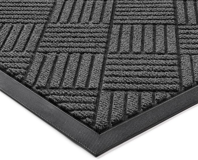 Front Door Mat, Heavy Duty Indoor Outdoor Doormat, 72" x 48" Low Profile Outdoor Mats for Home Entrance, Stain and Fade Resistant Welcome Mat Ideal for High Traffic Area, Diamond Grey