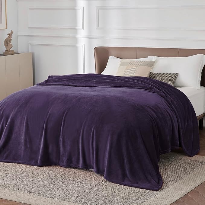 Bedsure GentleSoft Fleece Bed Blankets Large Size Purple - Soft Lightweight Fuzzy Cozy Luxury Oversized King Blanket Microfiber, Room Home Decor Gifts for Women and Men, 120x120 inches