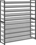 Shoe Rack, Long Shoe Organizer,Max Holds 62 Pairs,10 Tier Metal Shoe Storage Shelf,5-Tier Stackable Shoes Organizer for Garage, Entryway,Black