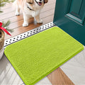 OLANLY Dog Door Mat for Muddy Paws 24x16, Absorbs Moisture and Dirt, Absorbent Non-Slip Washable Doormat, Quick Dry Chenille Mud Mat, Entry Indoor Entryway Carpet for Inside Floor, Bright Green