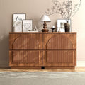 Yechen Nightstand with Drawers Set of 2, Modern Arched Reeded Wood Nightstand with Charging Station, Wooden Night Stand with Storage,Bedside End Tables for Bedroom, Walnut