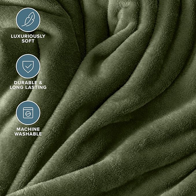 Bare Home Fleece Blanket - Twin/Twin Extra Long - Ultra-Soft Lightweight for Bed, Sofa, and Couch - Luxury Microplush - Cozy Warm Blanket (Twin/Twin XL, Cypress)