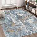 Area Rug Living Room Rugs - 6x9 Washable Soft Indoor Neutral Modern Abstract Low Pile Rug Carpet for Bedroom Dining Room Farmhouse Home Office - Blue Brown