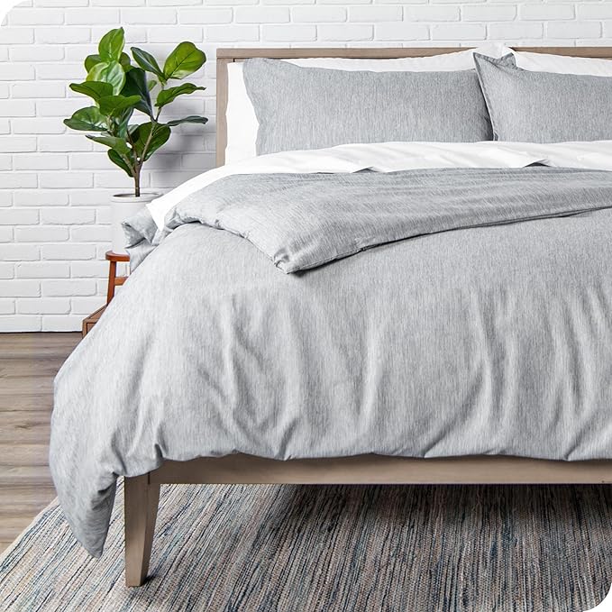Bare Home Bedding Duvet Cover King Size - Premium 1800 Super Soft Collection - Lightweight, Cooling - Soft Breathable Bedding Duvet Cover (King, Heathered Pewter)