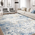 Area Rug Living Room Rugs - 9x12 Abstract Large Soft Indoor Washable Rug Neutral Modern Low Pile Carpet for Bedroom Dining Room Farmhouse Home Office - Blue
